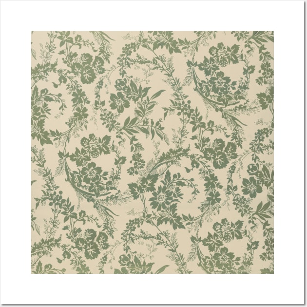 Vintage Vibrant Green Floral Pattern Wall Art by AmazingStuff